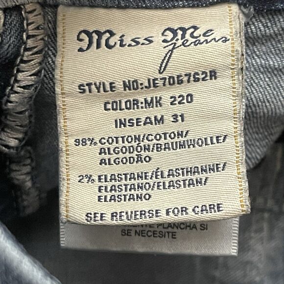 MISS ME Skinny Jeans Size 27 Denim Rhinestones Jewels Bling Embroidered Rock - Picture 7 of 9